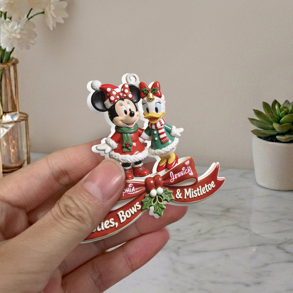 Magical Friends - Besties, Bows & Mistletoe - Personalized Bestie Premium 3D Ornament