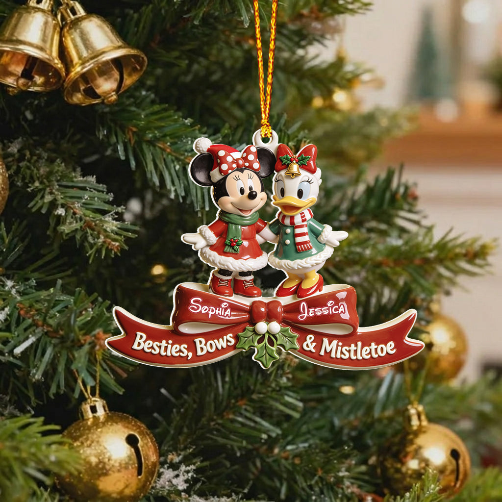 Magical Friends - Besties, Bows & Mistletoe - Personalized Bestie Premium 3D Ornament