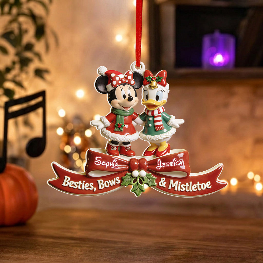 Magical Friends - Besties, Bows & Mistletoe - Personalized Bestie Premium 3D Ornament