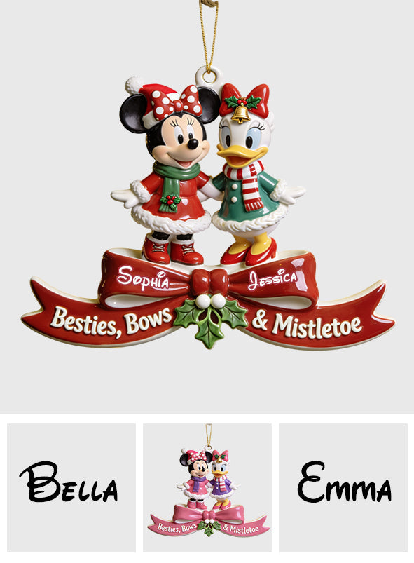 Magical Friends - Besties, Bows & Mistletoe - Personalized Bestie Premium 3D Ornament