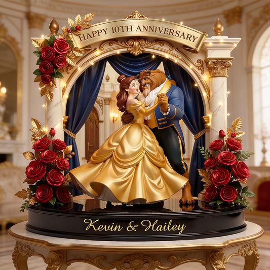 Anniversary Couple Gift - Personalized Beauty And The Beast Custom Shaped Acrylic Plaque