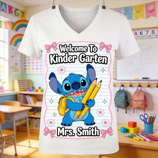 Happy To See Your Face - Personalized Teacher Fully Printed V-Neck T-Shirt