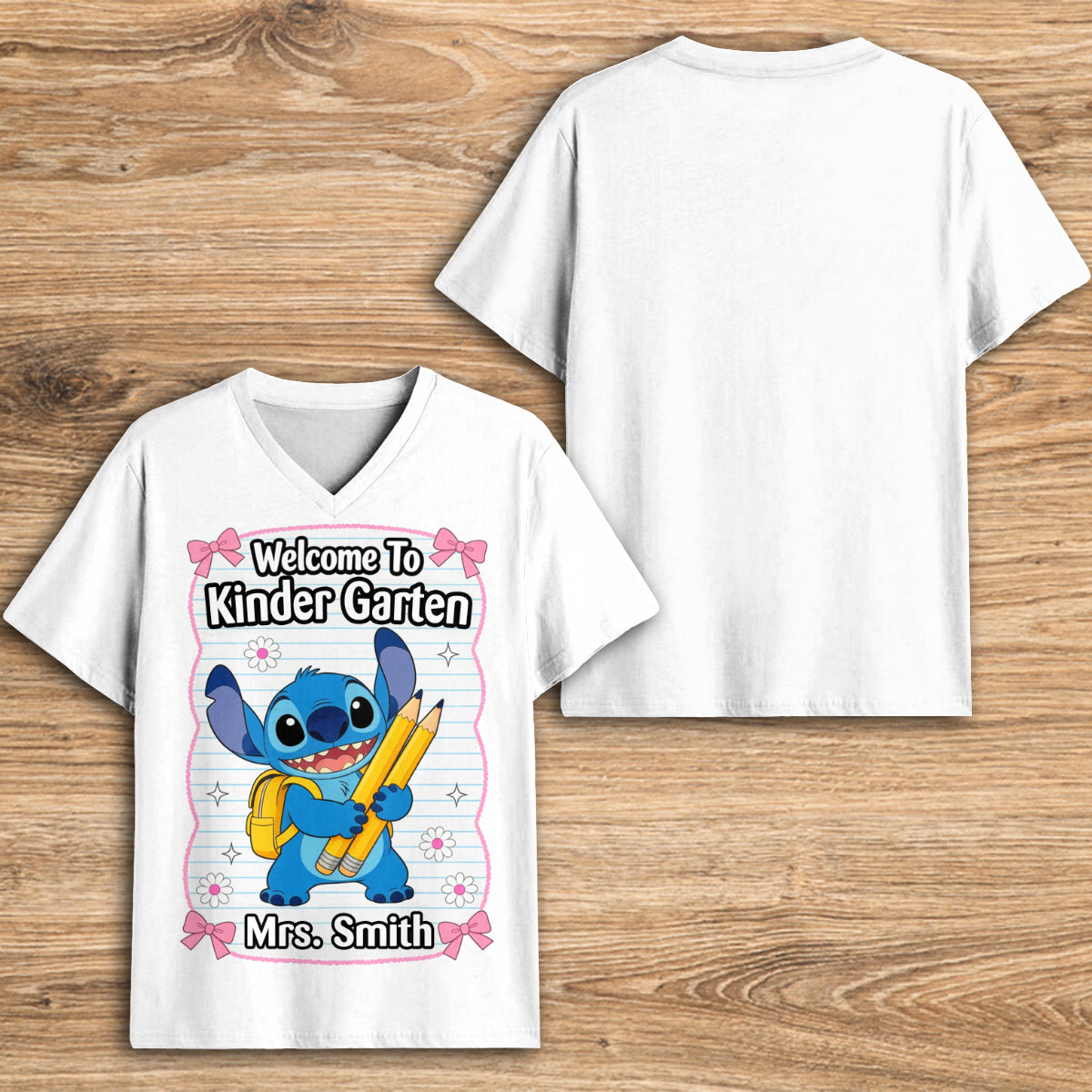 Happy To See Your Face - Personalized Teacher Fully Printed V-Neck T-Shirt
