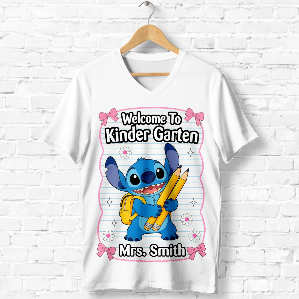 Happy To See Your Face - Personalized Teacher Fully Printed V-Neck T-Shirt