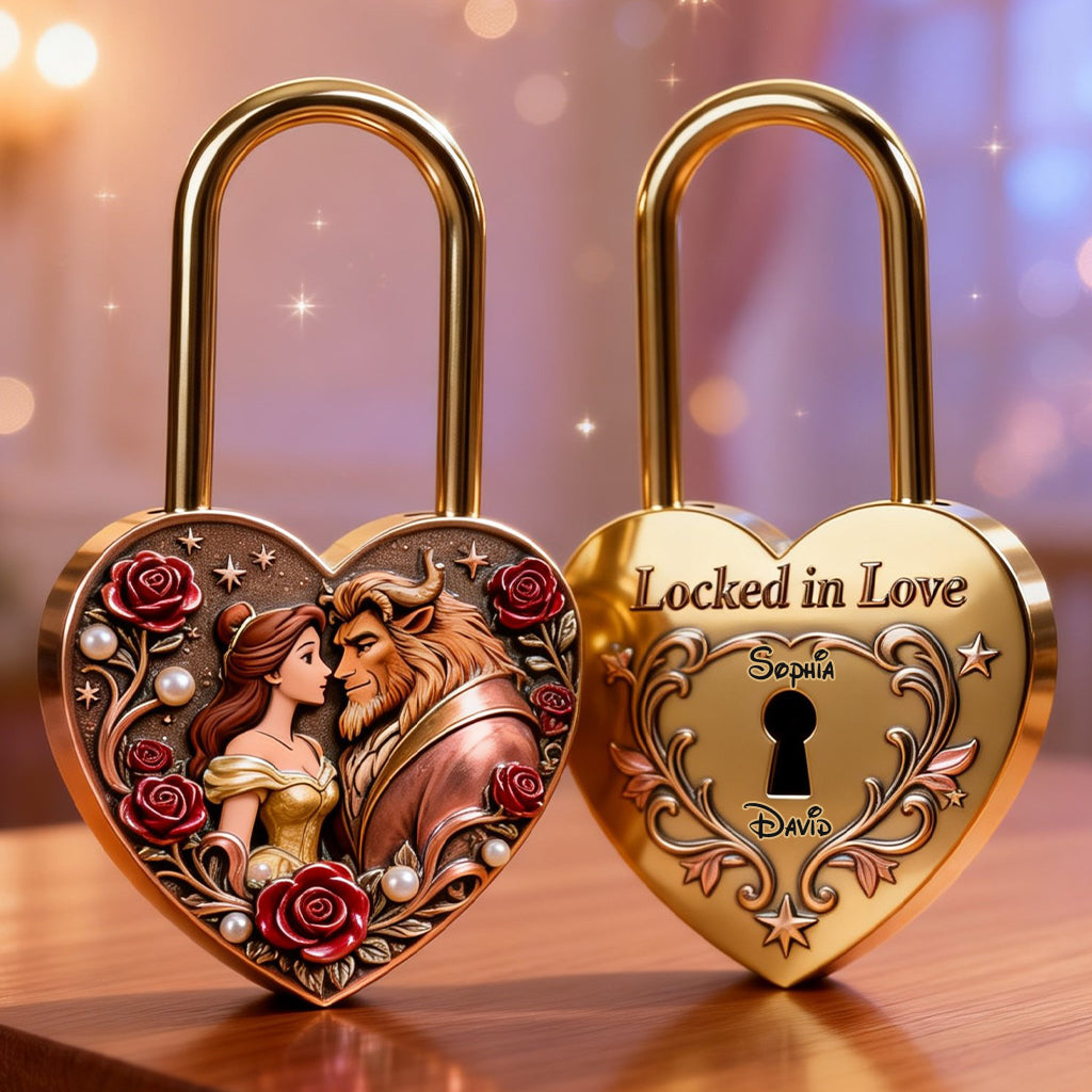Locked In Love - Personalized Beauty And The Beast Heart Padlock