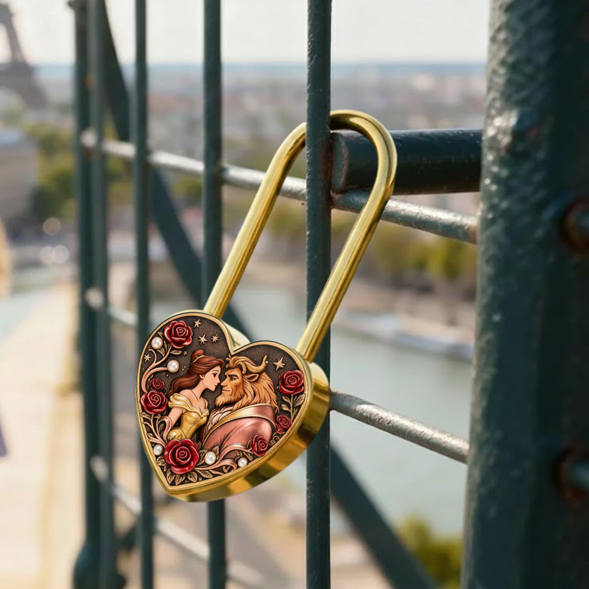 Locked In Love - Personalized Beauty And The Beast Heart Padlock
