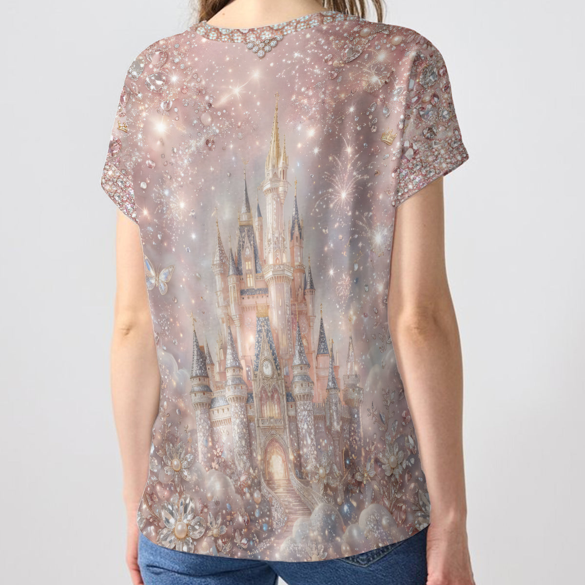 Magic Castle - Personalized Dream Trip Fully Printed V-Neck T-Shirt