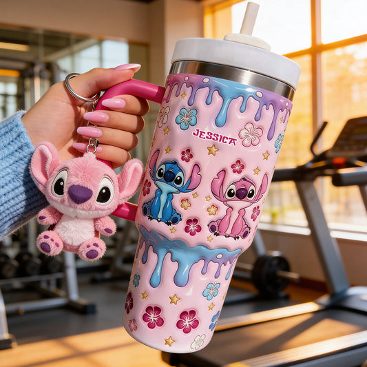 Ohana Cartoon Monster - Personalized Ohana Tumbler With Plush Charm
