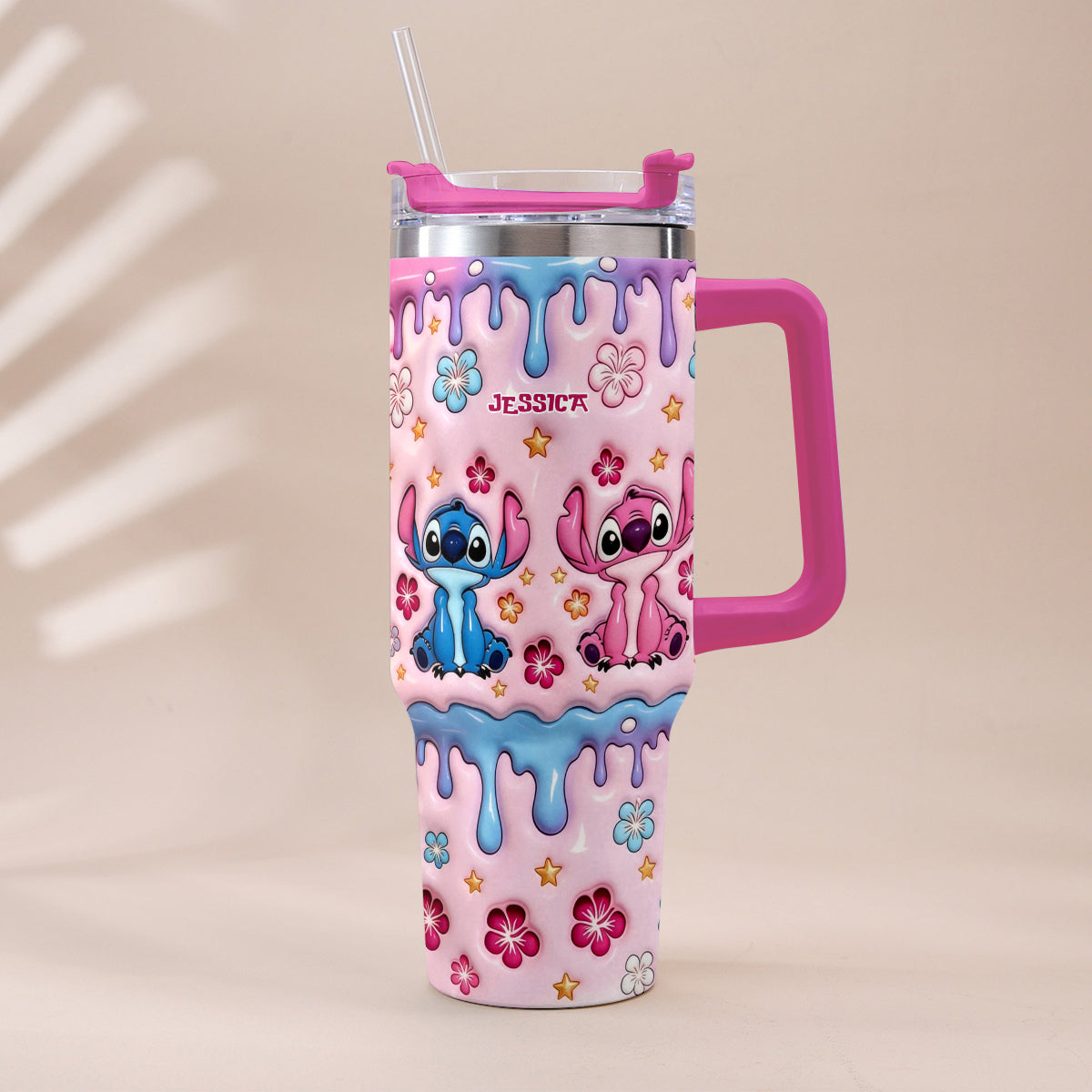 Ohana Cartoon Monster - Personalized Ohana Tumbler With Plush Charm