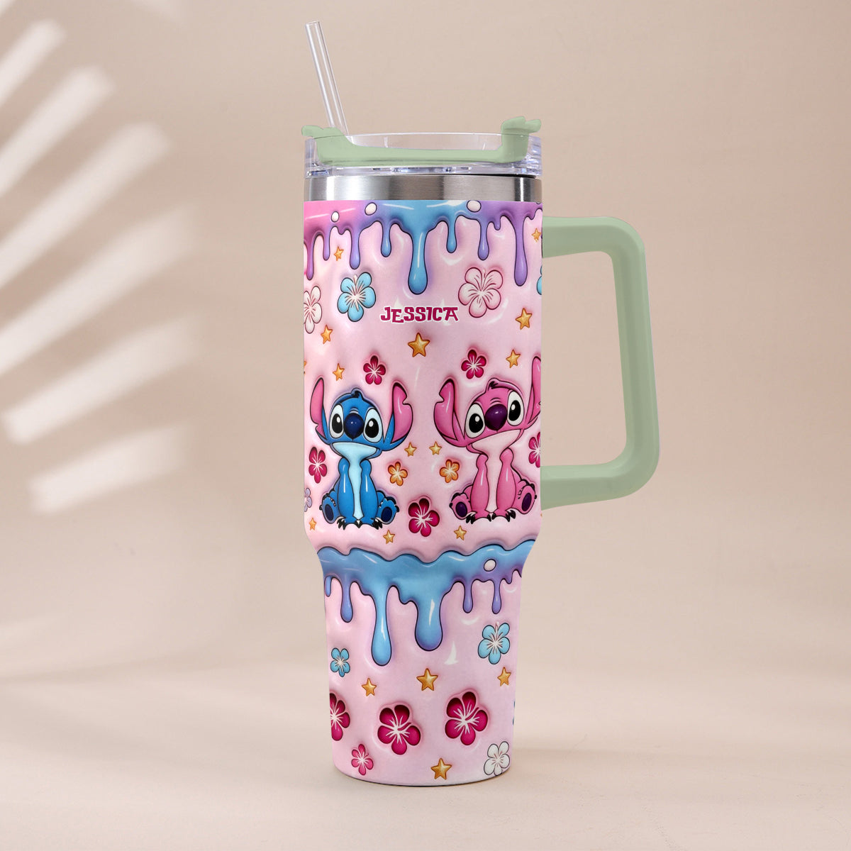 Ohana Cartoon Monster - Personalized Ohana Tumbler With Plush Charm