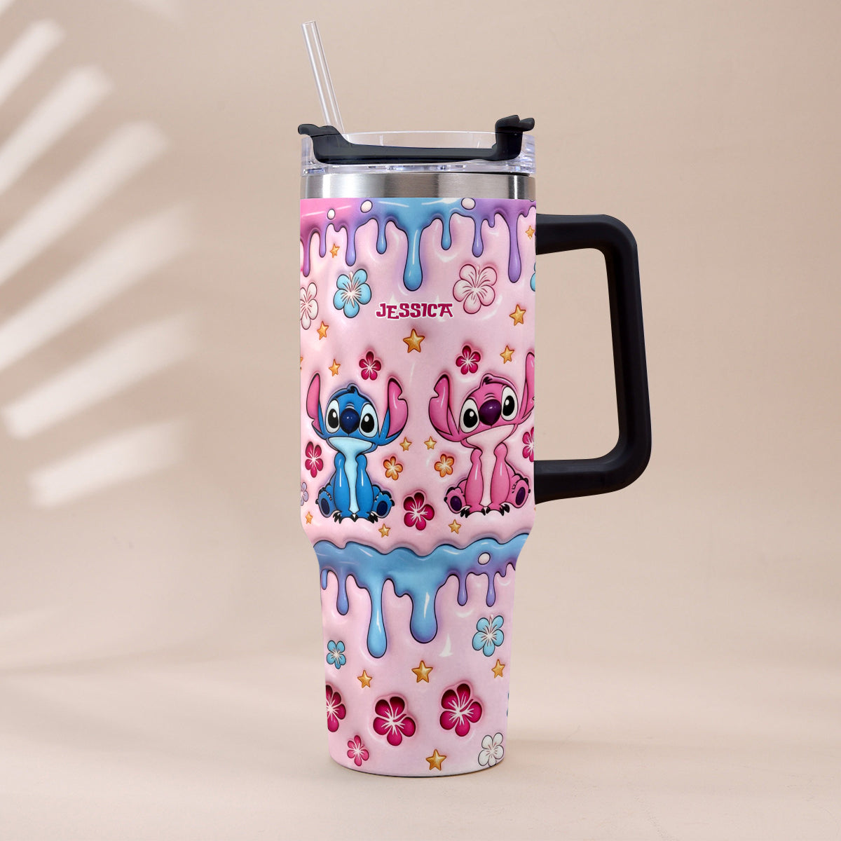 Ohana Cartoon Monster - Personalized Ohana Tumbler With Plush Charm