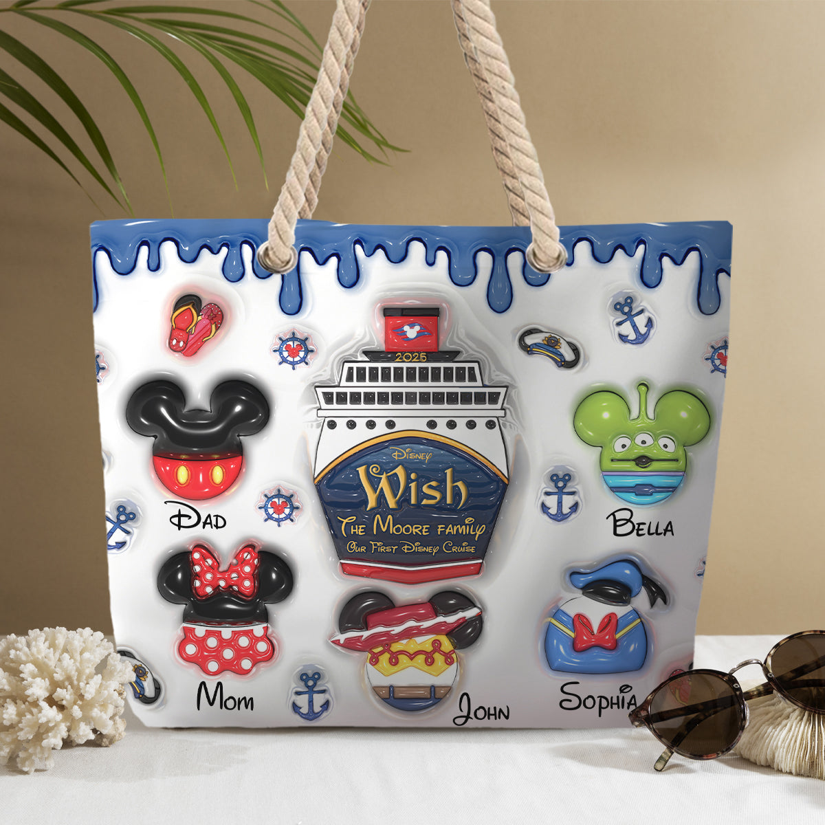 Family Cruising Trip - Personalized Mouse Beach Bag