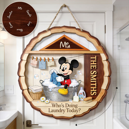 Who's Doing Laundry Today - Personalized Mouse Spinner Sign Custom Shape