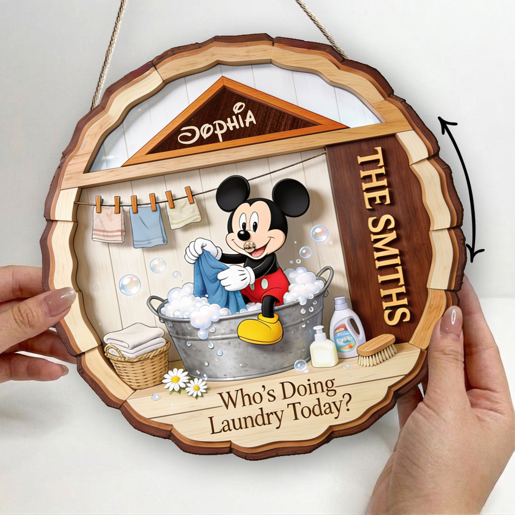 Who's Doing Laundry Today - Personalized Mouse Spinner Sign Custom Shape