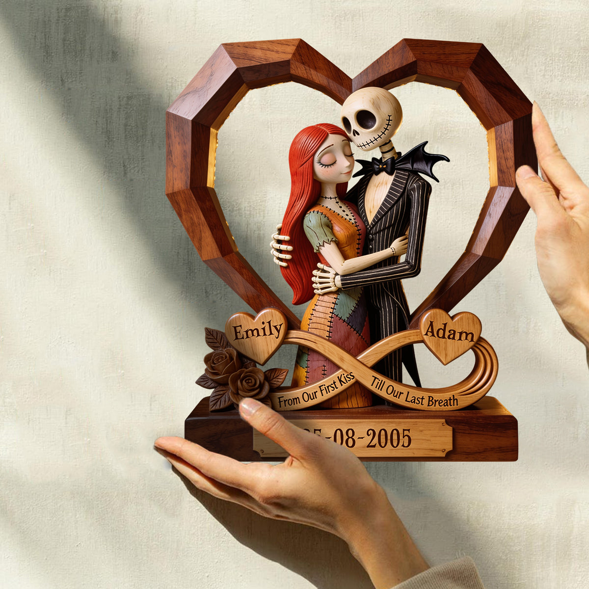 From Our First Kiss Till Our Last Breath - Personalized Nightmare Custom Shaped Wood Plaque