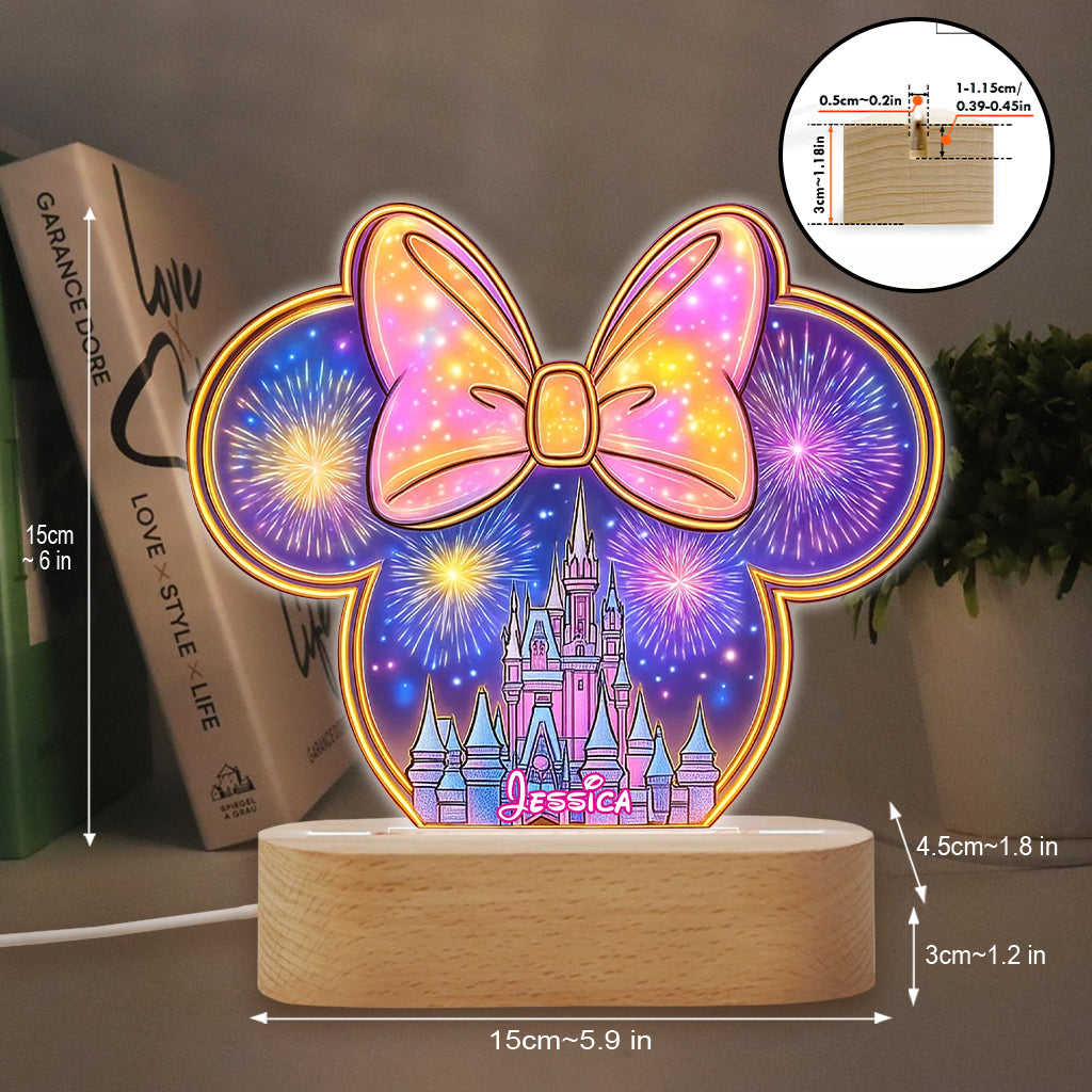 Magic Mouse Castle - Bedroom Decor For Girl - Personalized Kid Shaped Plaque Light Base