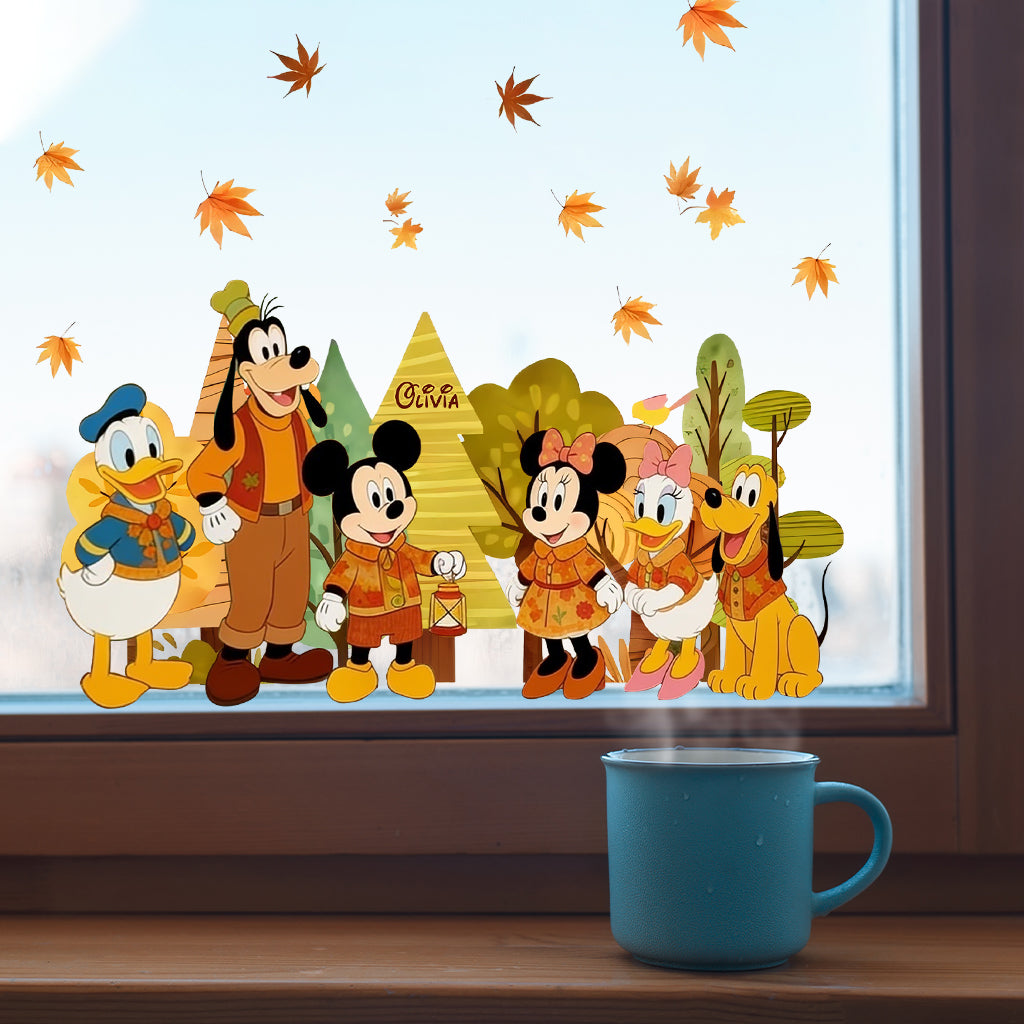 Magical Friends Fall Window Decoration - Personalized Mouse Decal Die Cut
