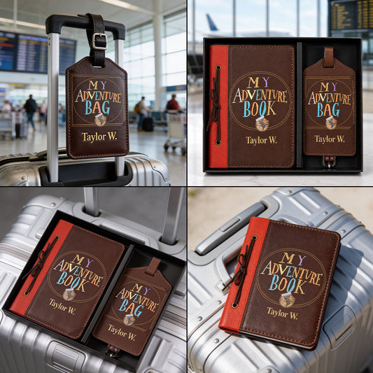 My Adventure Book - Personalized Up Movie Couple Passport Holder & Luggage Tag Set