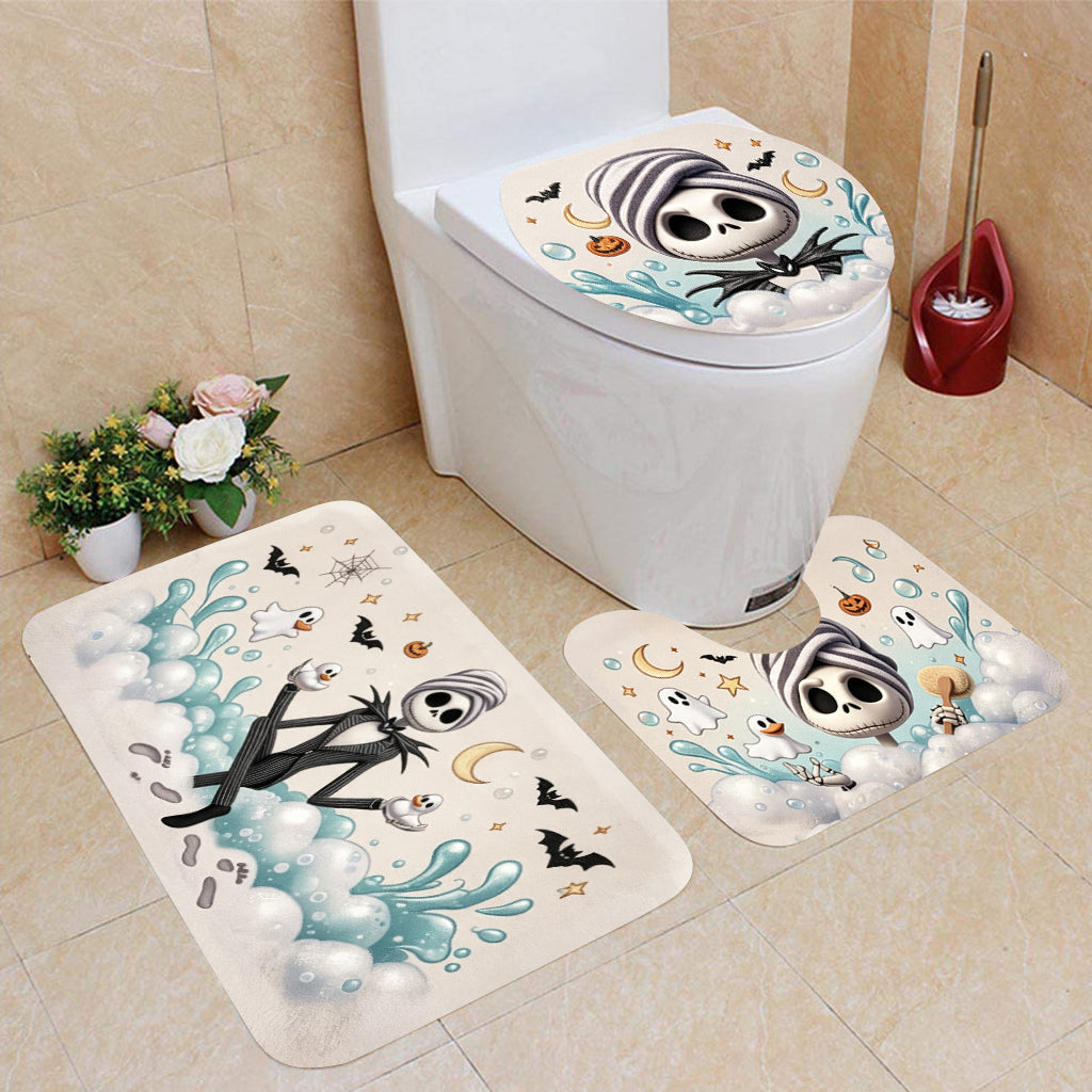 Just One More Bubble Bath Before Christmas! - Personalized Nightmare Bathroom Curtain & Mats Set