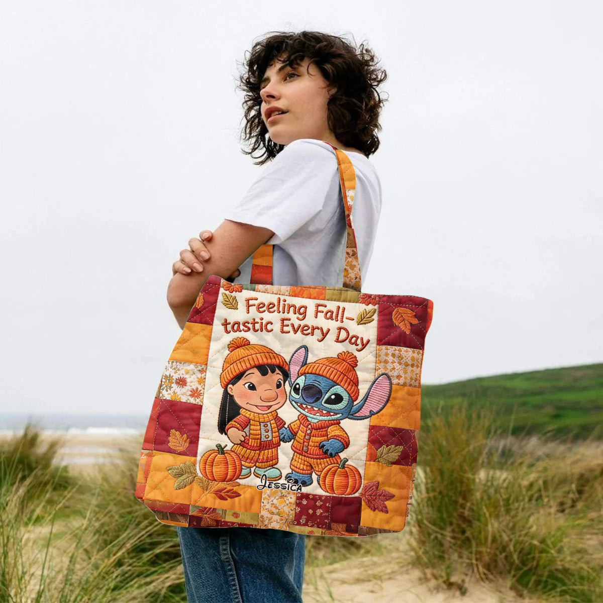 Ohana Autumn Vibes - Personalized Ohana Quilted Tote Bag