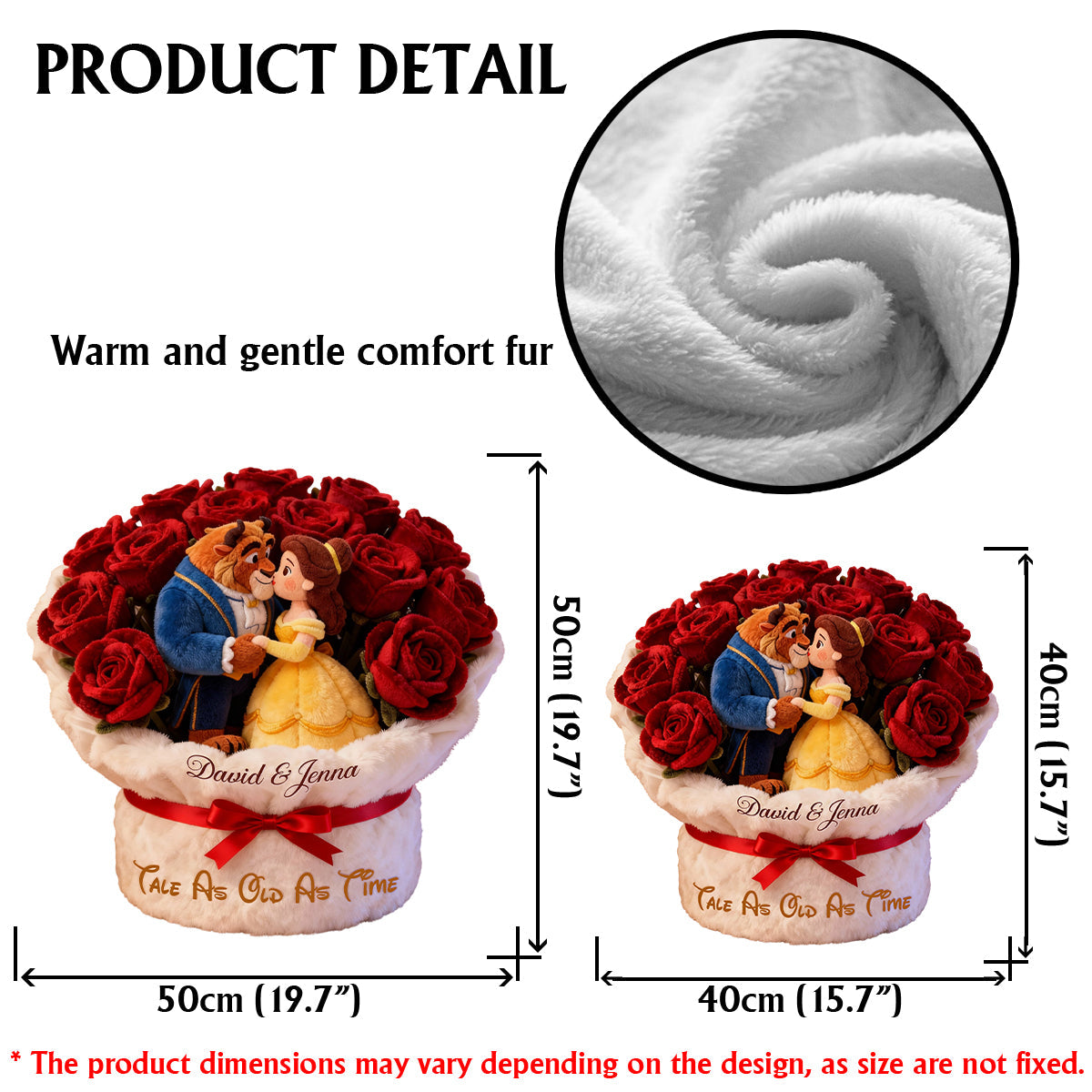 Tale As Old As Time - Personalized Beauty And The Beast Faux Fur Shaped Pillow