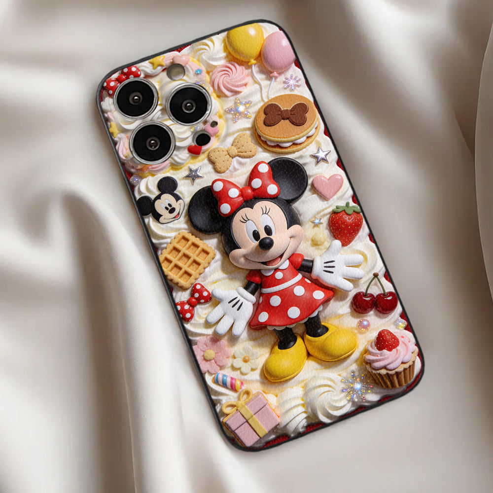 Sweet Magic - Personalized Mouse 3D Embossed Leather Phone Case