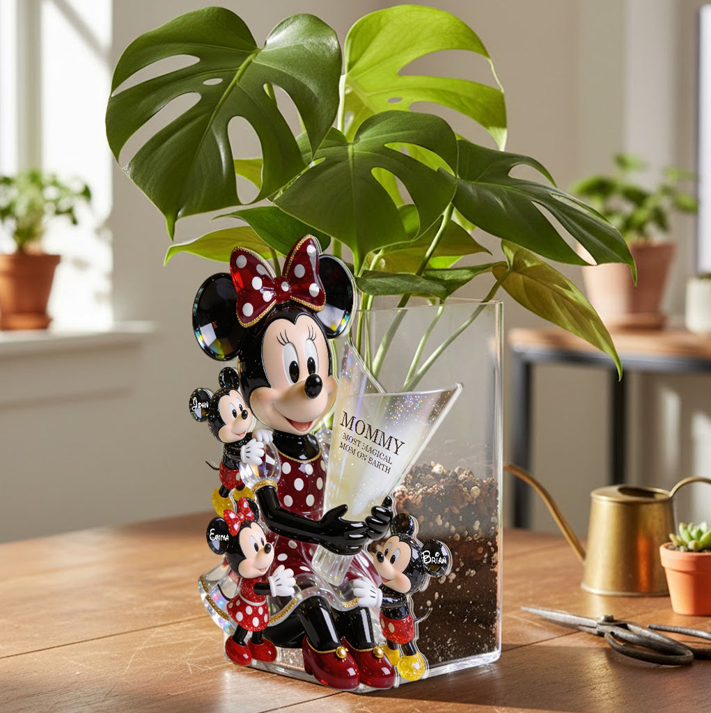 Cute Cartoon Mouse Mommy - Personalized Mouse Acrylic Pot