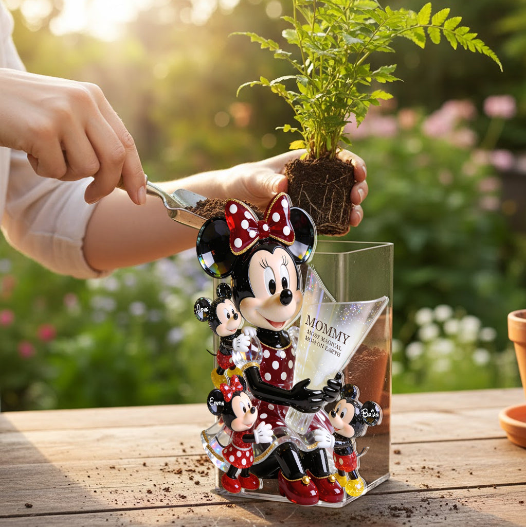 Cute Cartoon Mouse Mommy - Personalized Mouse Acrylic Pot