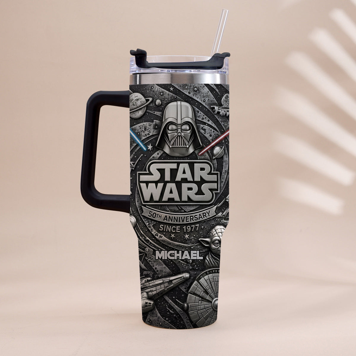Galaxy Star War Anniversary - Personalized The Force Tumbler With Handle