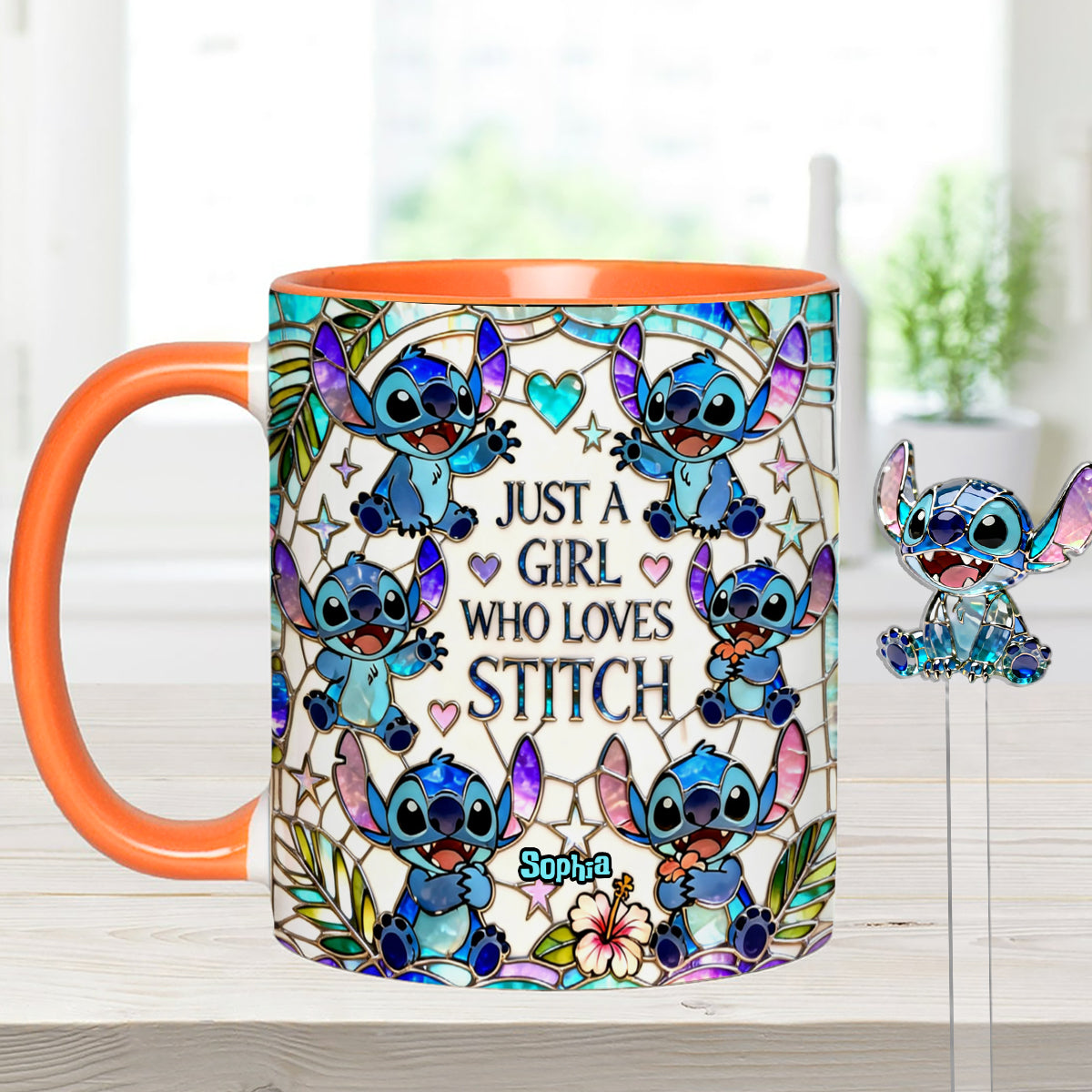 Just A Girl Who Loves Stitch - Personalized Ohana Set Accent Mug with Acrylic Stirrers
