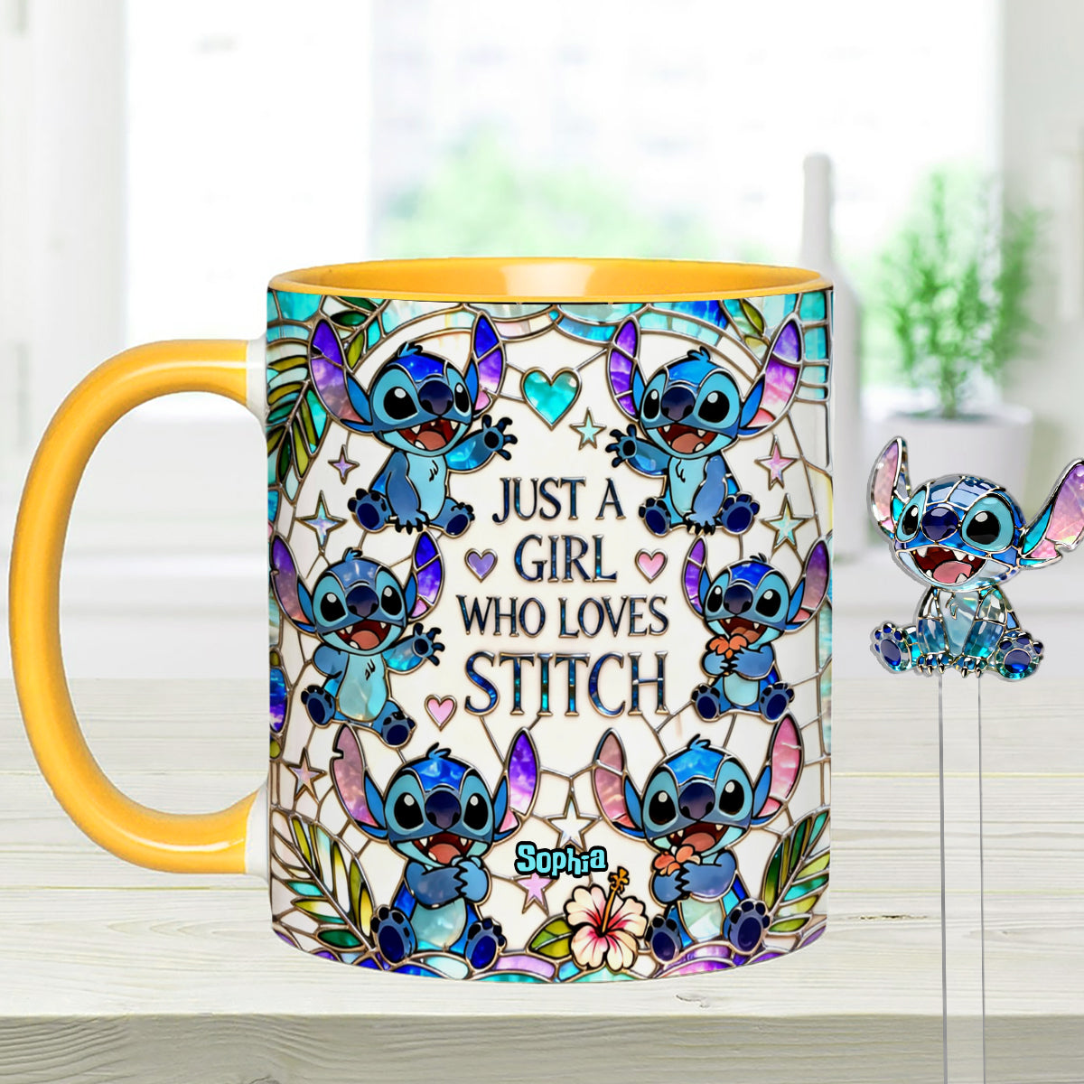 Just A Girl Who Loves Stitch - Personalized Ohana Set Accent Mug with Acrylic Stirrers