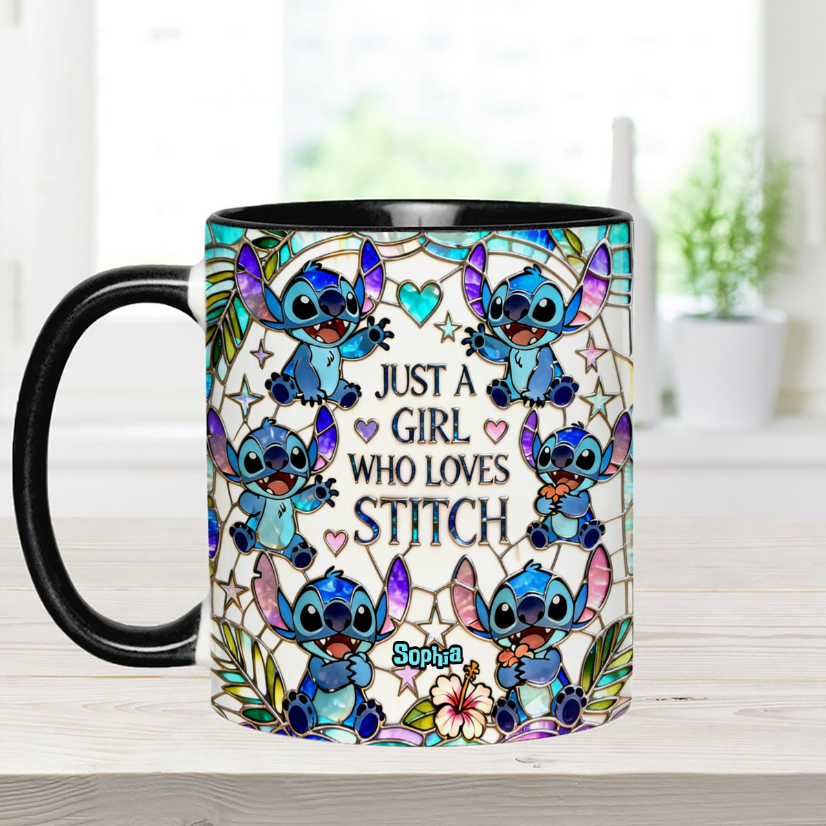 Just A Girl Who Loves Stitch - Personalized Ohana Set Accent Mug with Acrylic Stirrers