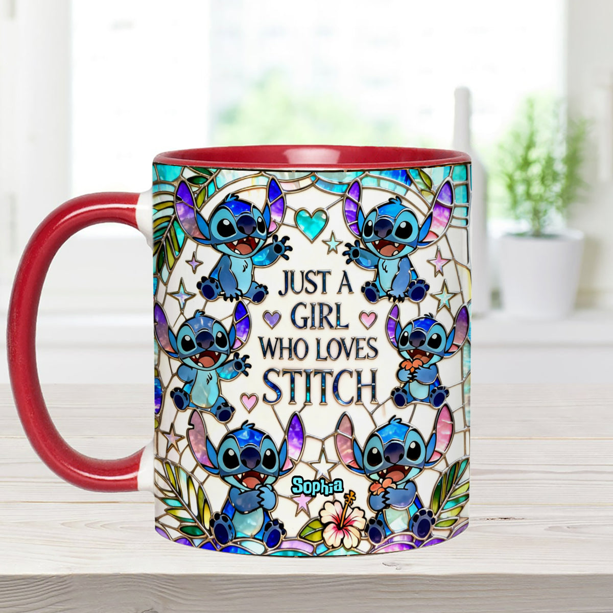 Just A Girl Who Loves Stitch - Personalized Ohana Set Accent Mug with Acrylic Stirrers