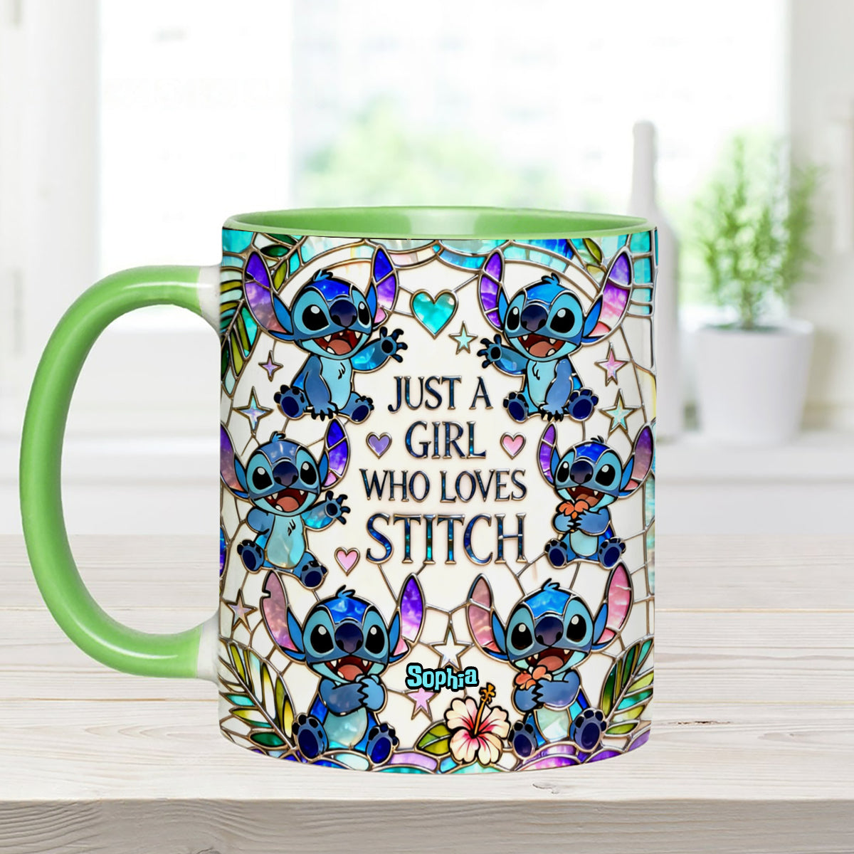 Just A Girl Who Loves Stitch - Personalized Ohana Set Accent Mug with Acrylic Stirrers