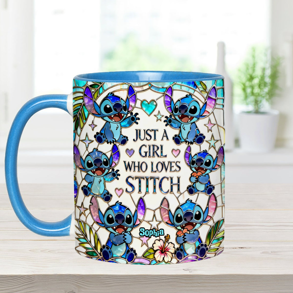 Just A Girl Who Loves Stitch - Personalized Ohana Set Accent Mug with Acrylic Stirrers