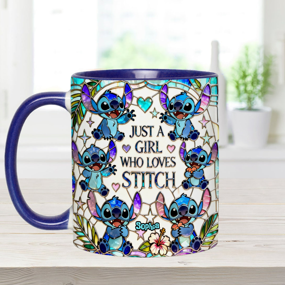 Just A Girl Who Loves Stitch - Personalized Ohana Set Accent Mug with Acrylic Stirrers