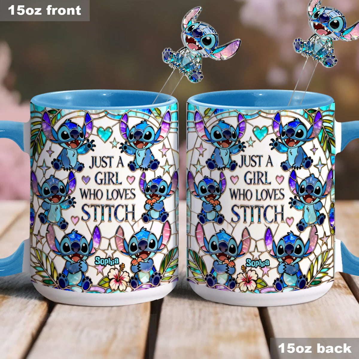 Just A Girl Who Loves Stitch - Personalized Ohana Set Accent Mug with Acrylic Stirrers