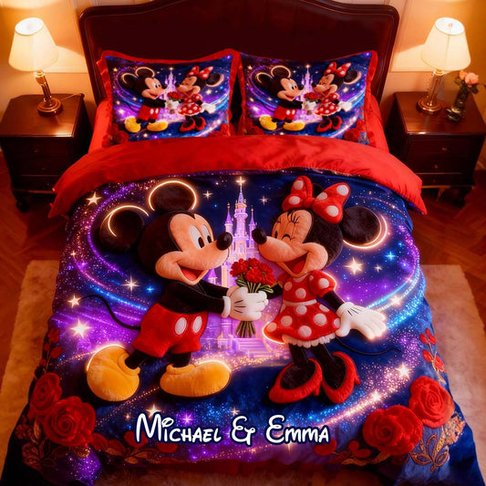 Magical Cartoon Mouse Couple - Personalized Mouse Bedding Set