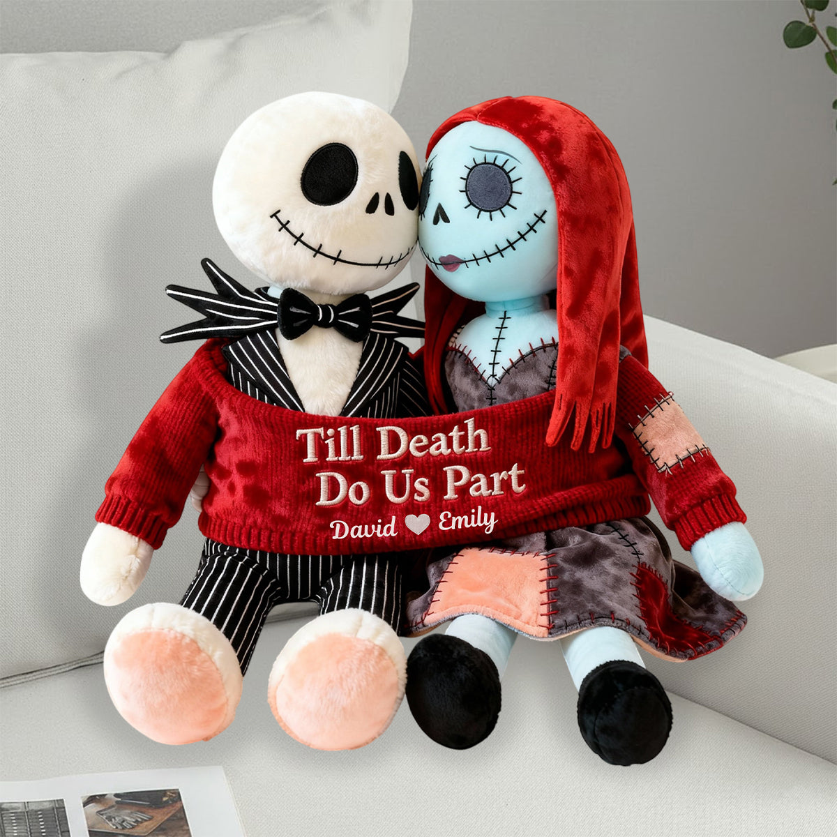 Till Death Do Us Part - Personalized Nightmare Faux Fur Shaped Pillow