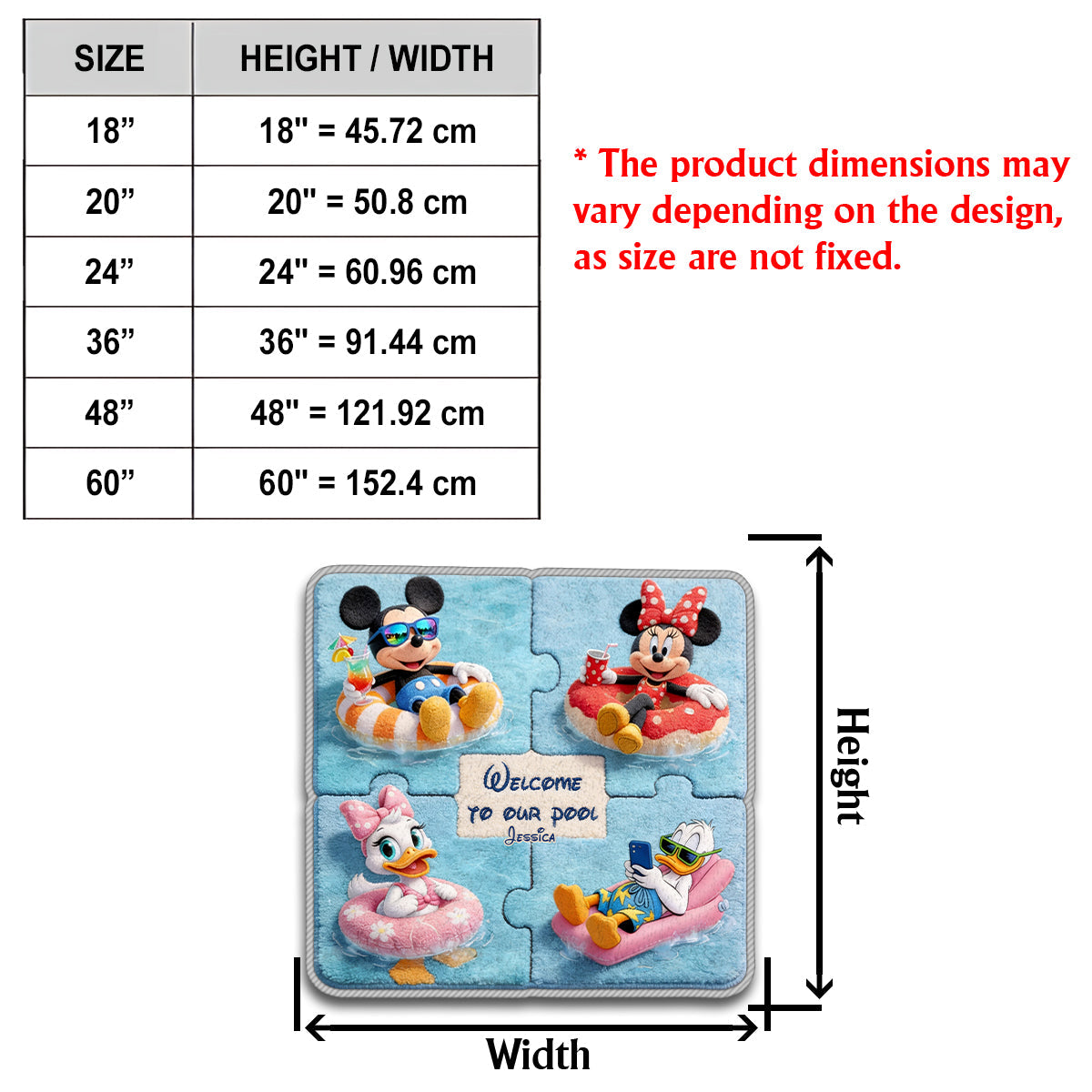 Cartoon Mouse Characters, Welcome To Our Pool - Mouse Non-Slip Tufted Rug