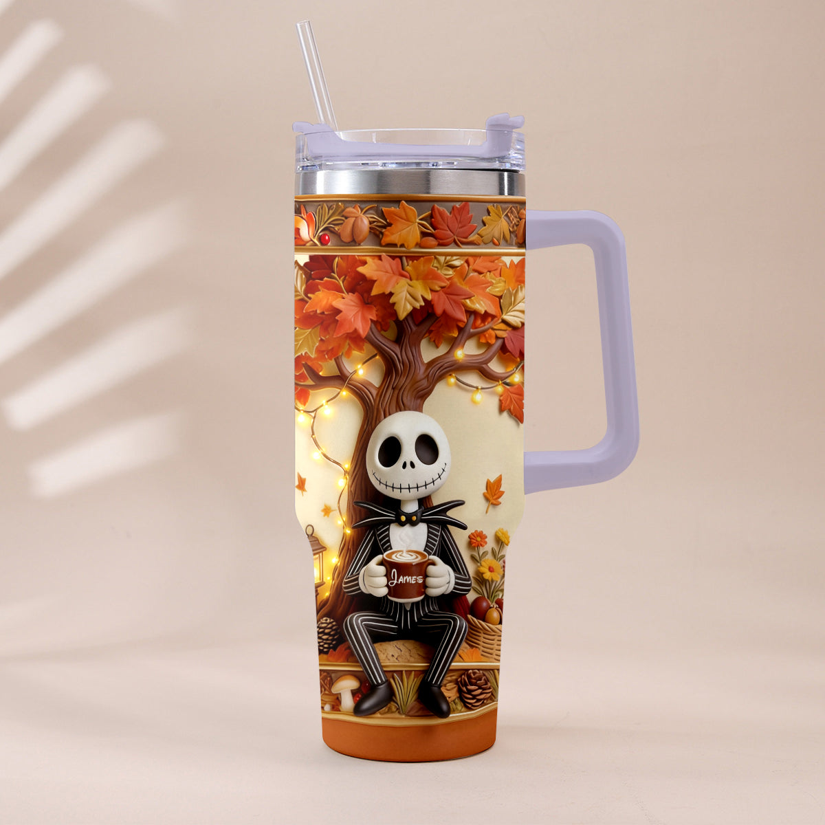 Fall Vibes - Personalized Nightmare Tumbler With Plush Charm