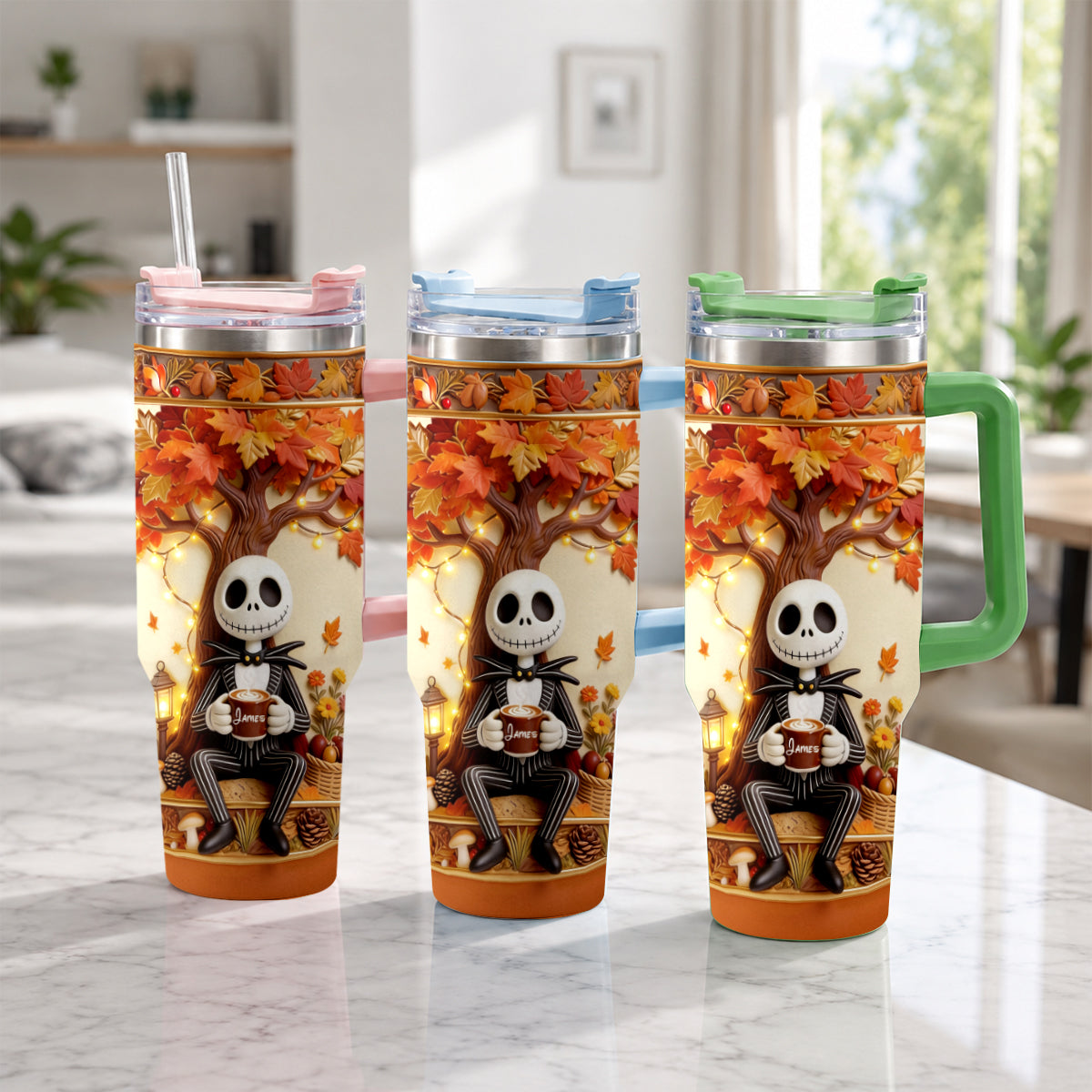 Fall Vibes - Personalized Nightmare Tumbler With Plush Charm