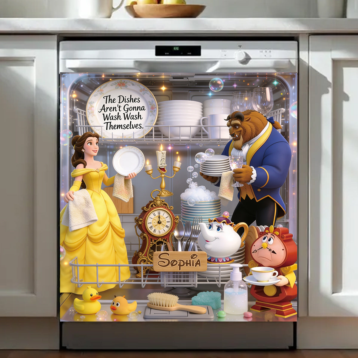 The Dishes Aren't Gonna Wash Themselves - Personalized Beauty And The Beast Dishwasher Cover