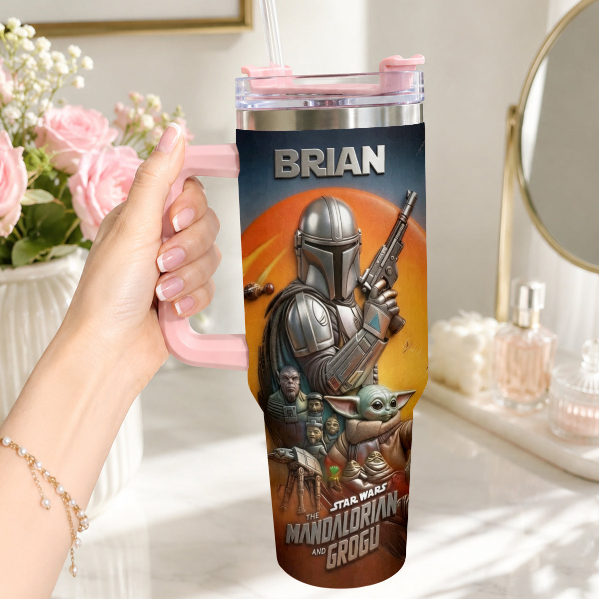 This Is The Way - Personalized The Force Tumbler With Plush Charm