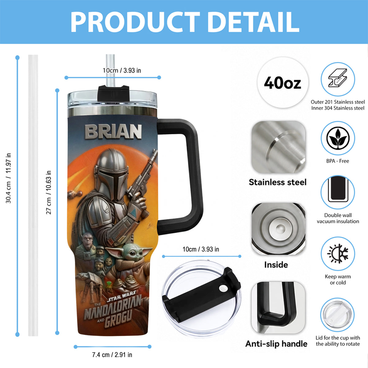 This Is The Way - Personalized The Force Tumbler With Plush Charm