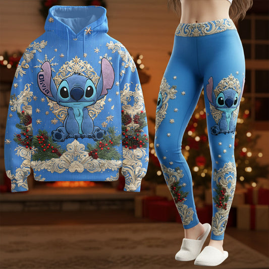 Festive Alien Knit - Personalized Ohana Hoodie and Leggings