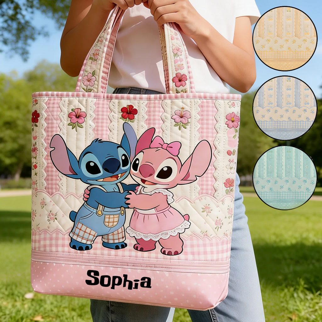 Cute Cartoon Monster - Personalized Ohana Quilted Tote Bag