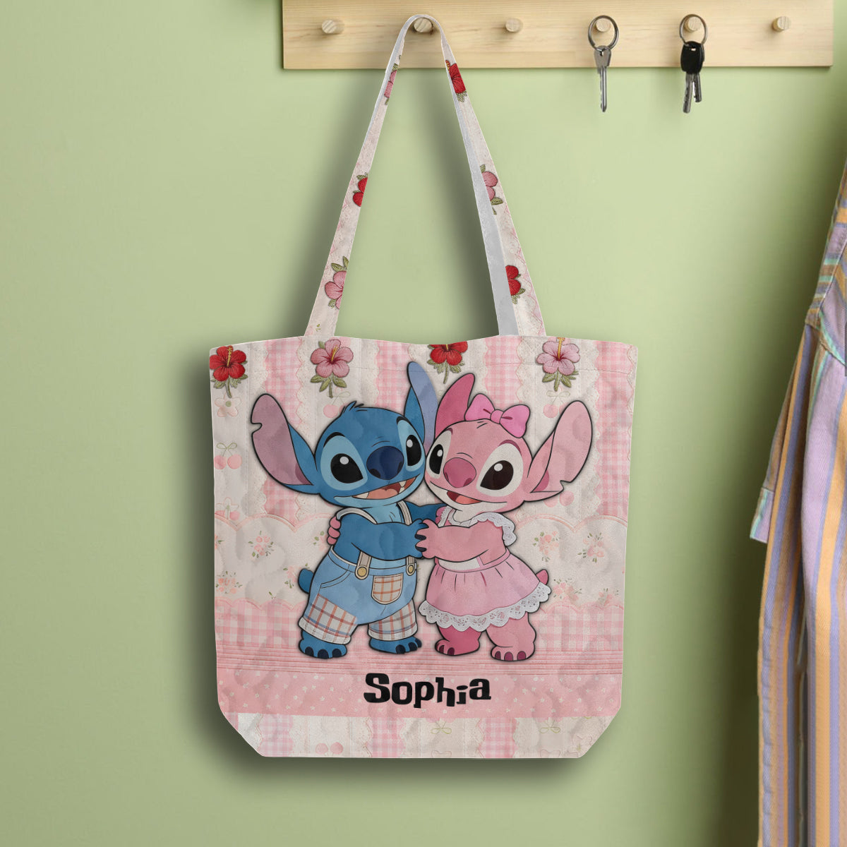 Cute Cartoon Monster - Personalized Ohana Quilted Tote Bag
