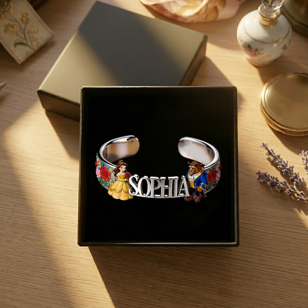 Tale As Old As Time - Personalized Beauty And The Beast Shaped Cuff Bracelet