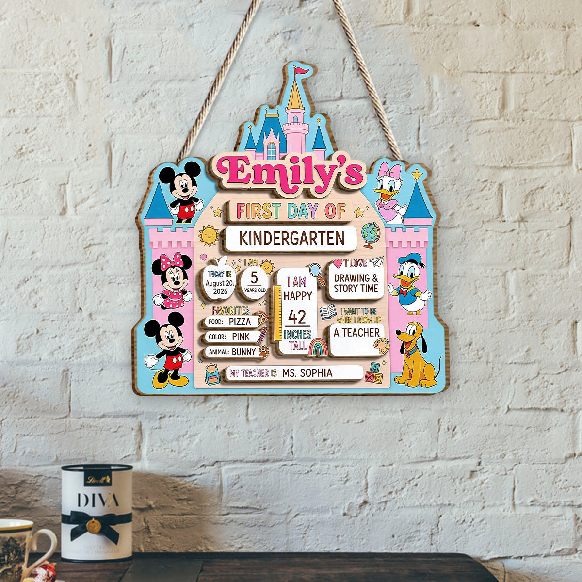 My First Day Of School - Personalized Mouse 2 Layered Wood Sign / Wood Plaque